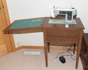 Vintage Sewing Table with Sears Kenmore Sewing Machine
