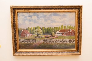 Original Cottage Painting with Antique Frame