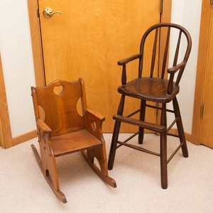 Vintage Childrens Rocking Chair & High Chair