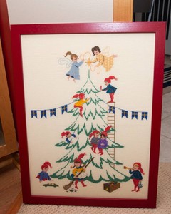 Framed Christmas Cross Stitch Artwork