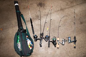 Ice Fishing Rods & Cabelas Carrying Bag