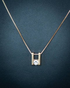 Rhinestone Pendant Necklace  750 Marked