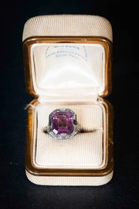 Sterling Silver Purple Stone Ring  Size 4.5 - Possibly Amethyst