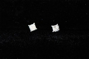 Small Stud Earrings  Possibly 14K Gold with Diamond Accent Stones