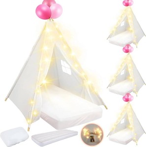 $170 4 Pack Kids Teepee Tent Sleepover Set, White