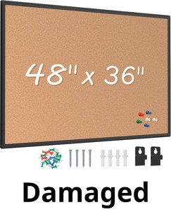 Bulletin Board 48x36, Black Corkboard
