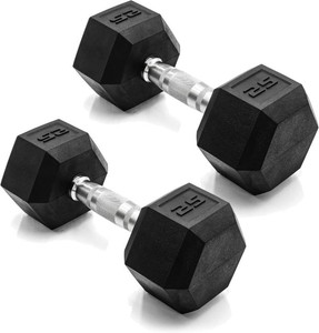 CAP Rubber Dumbbells Free Weights, Anti-Roll