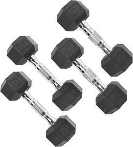CAP Rubber Dumbbells Free Weights, Anti-Roll