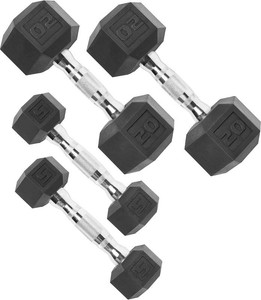 CAP Rubber Dumbbells Free Weights, Anti-Roll