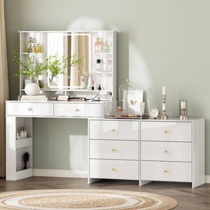 $250 Ieejdn Vanity Desk with Mirror & Lights