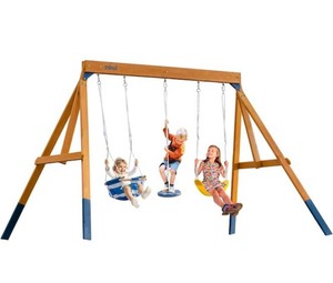 $300 ROBUD 3-in-1 Playground Wooden DIY Swing Set