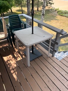 Patio table and umbrella
