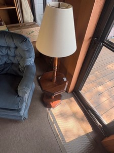 Floor lamp with built in side table