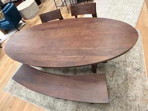New Coast2Coast Home Arcadia Oval Solid Wood Dining Table Set w (4) Chairs & Curved Bench  Over $7,000 MSRP
