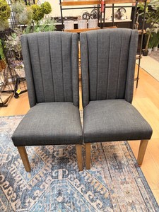 Set of (2) Coast 2 Coast Upholstered Wingback Dining Chairs  Charcoal Gray