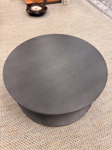 Canon Sculptural Oval Coffee Table  Dark Wood Style Metal Modern Cocktail Table
