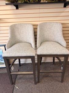 Classic Home Ramona Graphite Upholstered Swivel Bar Stools  Set of 2