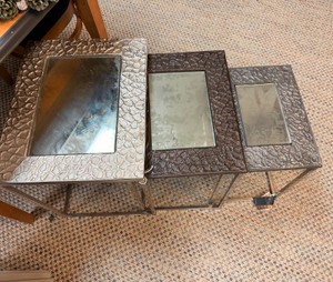 StyleCraft Metal & Glass Nesting Side Tables  Set of 3  Modern Accent Tables