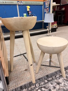 Demi Natural Wood Pedestal Plant Stands  18 & 30  Set of 2