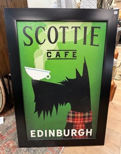 Scottie Caf Edinburgh Framed Scottie Dog Wall Art Print  Approx. 29 x 41