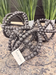 Mercana Gray Wood Bead Decorative Orb Sculptures  Set of 3