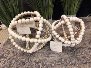 Mercana Espanlade Wooden Bead Decorative Orb Sculptures  Set of 2 MSRP Approx. - $138