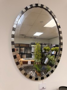 New Uttermost Oval Mosaic Wall Mirror  Black & Silver Decorative Accent Mirror - MSRP Approx.- $284