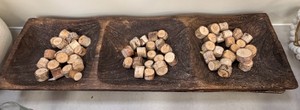 Rustic Wooden 3-Compartment Dough Bowls Centerpieces  Set of 2
