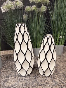 New Modern Black & White Ceramic Decorative Floor Vases  Set of 2