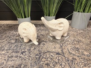 Uttermost Kyan Elephant Sculptures on Crystal Bases  Set of 2