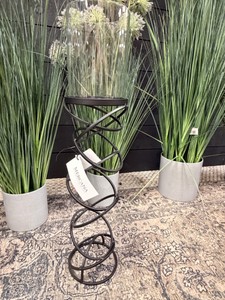 Mercana Modern Black Metal Spiral Hurricane Candle Holder with Glass Cylinder