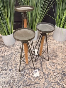 Sullivans Metal & Wood Plant Stand Nesting Tables  Set of 3  Item MET1888