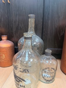 Set of 3 Decorative Glass Bottles & Demijohn Vases  Rustic Farmhouse Dcor