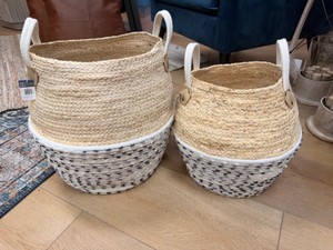 Set of (2) Sullivan Gift Handwoven Decorative Storage Baskets with Handles