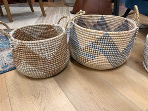 Set of (2) Sullivans Handwoven Decorative Storage Baskets with Rope Handles  N2947