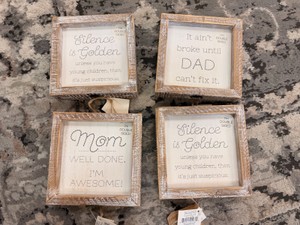 Adams & Co. Double-Sided Farmhouse Box Signs (Set of 4)  Mom & Dad Humor Dcor