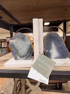 New Uttermost Aysha Agate Stone Bookends  Natural Gray Agate &amp Marble  Set of 2 MSRP Approx. $364.00