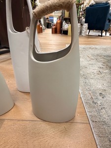 Bloomingville White Ceramic Vases with Rope Handles  Set of 3
