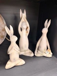 New Creative Co-Op Meditation Yoga Rabbit Figurines  Set of 3