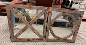 Rustic Wood Decorative Wall Mirrors  X &amp O Design  Set of 2