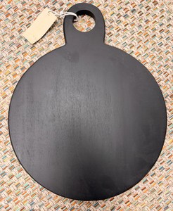 Bloomingville Round Black Wood Serving Board with Handle  13.25