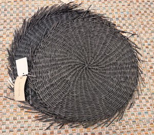 Bloomingville Black Woven Fringe Round Placemats  Set of 4