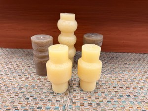 Creative Co-Op Sculptural Pillar Candles  Assorted Shapes  Set of 5