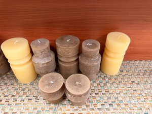 New Creative Co-Op Sculptural Pillar Candles  Assorted Neutral Colors  Set of 8