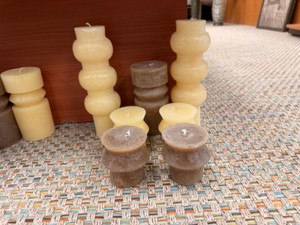 Creative Co-Op Sculptural Pillar Candles  Assorted Neutral Colors  Set of 7