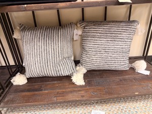 Villa by Classic Home Handcrafted Striped Tassel Throw Pillows  Set of 2