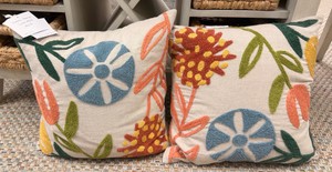 Classic Home Lynn Multi 18 x 18 Embroidered Floral Throw Pillows  Set of 2