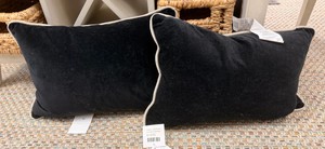 Heirloom Velvet Black Lumbar Throw Pillows 14 x 20  Set of 2