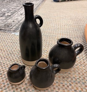 Black Ceramic Jug Decorative Vases  Set of 4