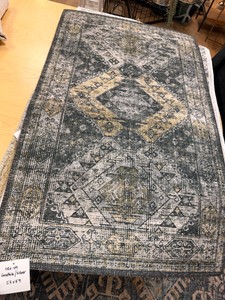 Sky-01 Graphite &amp Silver Vintage Medallion Area Rug  23 x 39